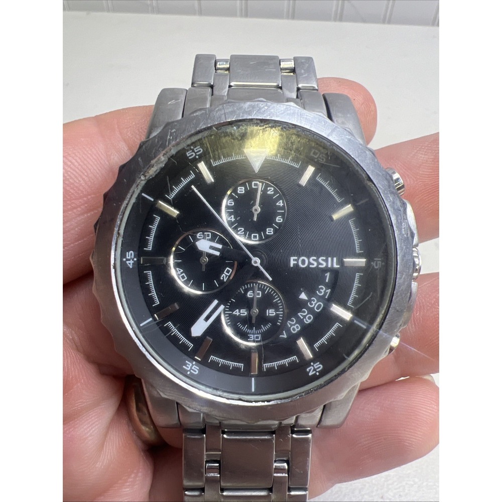 Fossil FS4455 Quartz Watch Men Chronographic Date Bracelet Untested